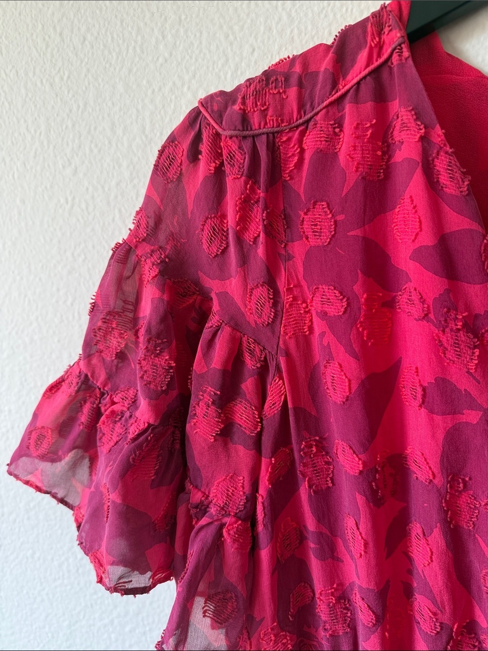 Joie Teresa Pink Floral Silk Cotton Blend Ruffle Mini Dress Size XS - Picture 4 of 9